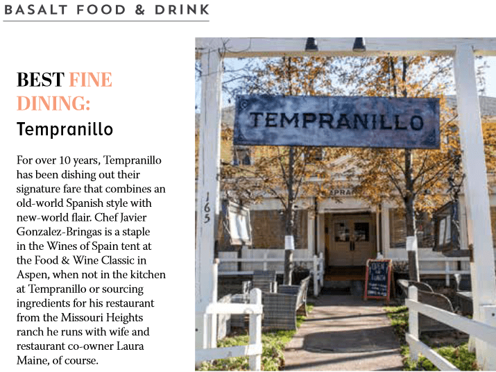 Tempranillo Restaurant Awards